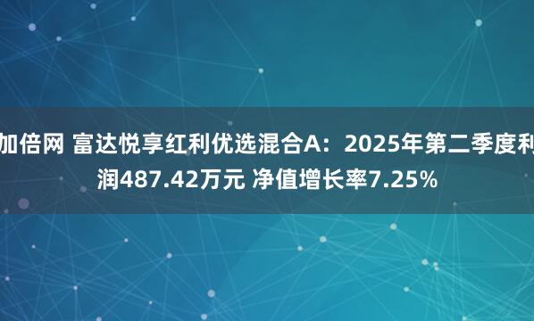 加倍网 富达悦享红利优选混合A：2025年第二季度利润487.42万元 净值增长率7.25%