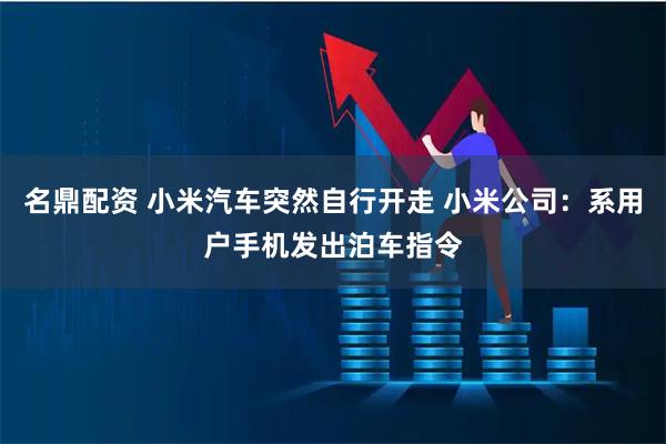 名鼎配资 小米汽车突然自行开走 小米公司：系用户手机发出泊车指令